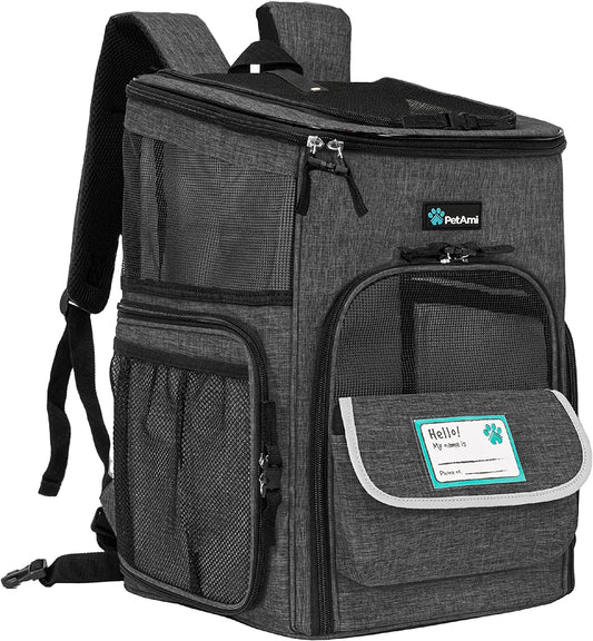 Pet Backpack Carrier, Airline Approved Carrier for Cats, Max 18 Lbs, Charcoal