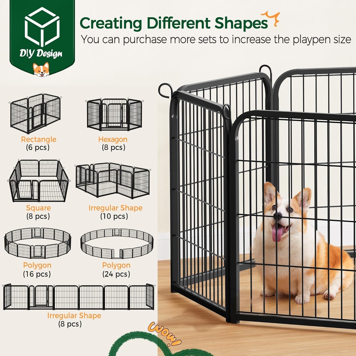 Dog Playpen Outdoor, 24 Inch 16 Panels Heavy Duty Metal Pet Fence