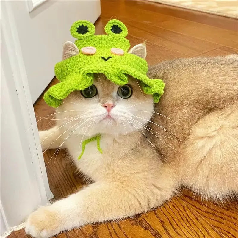 Hand-Made Cat Hat Elastic Woven Headwear