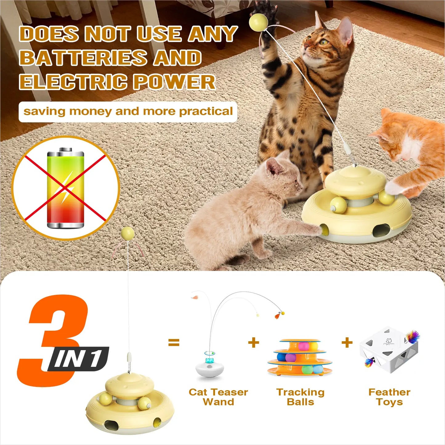 Interactive Cat Toys Teaser Feather Wand  