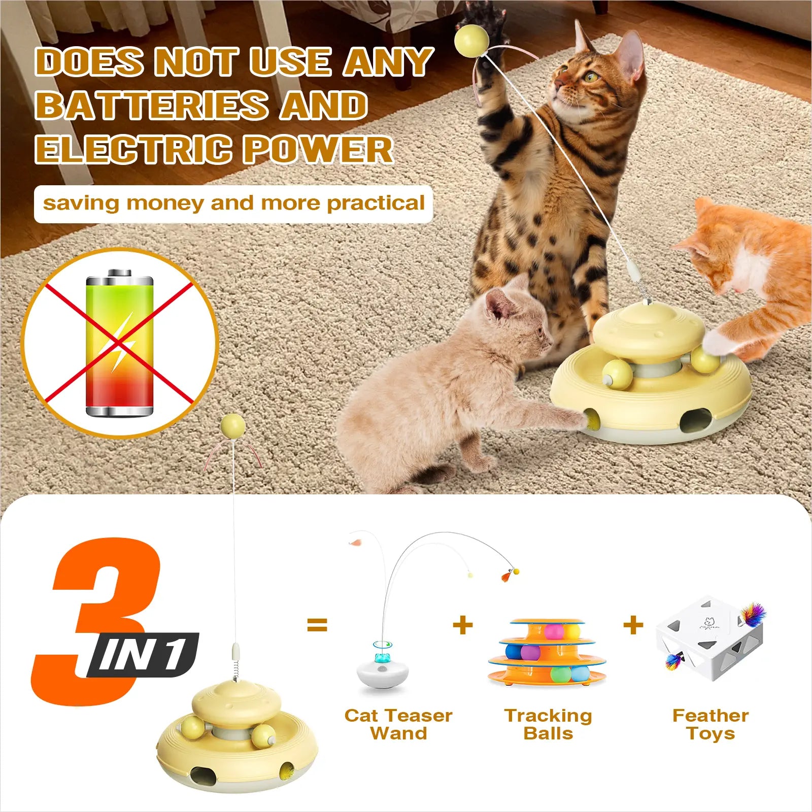 Interactive Cat Toys Teaser Feather Wand  