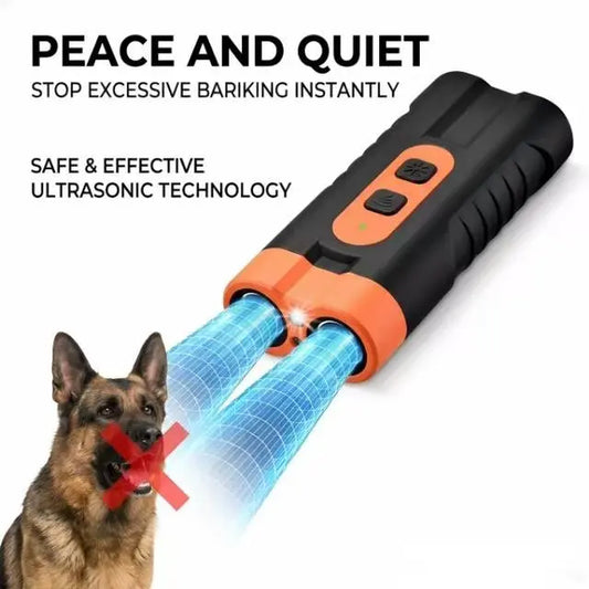 Ultrasonic Dog Barking Deterrent Training Tool - Rechargeable Usb, 50Ft Range, 25Khz Frequency, Flashlight