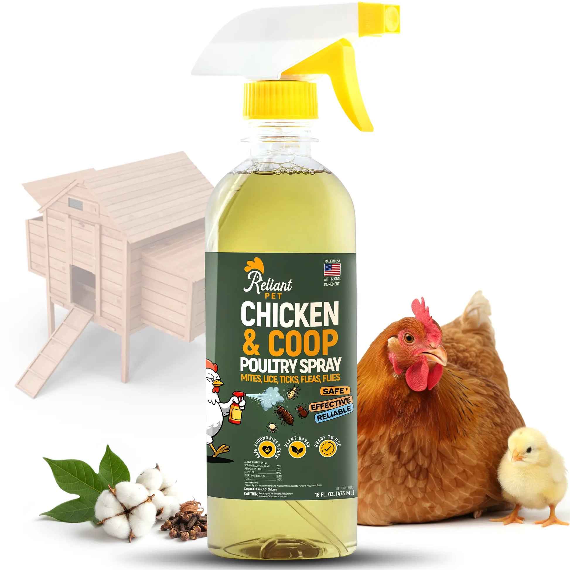 Reliant Pet Chicken & Coop Poultry Spray for Mites, Lice, Ticks, Fleas and Flies 