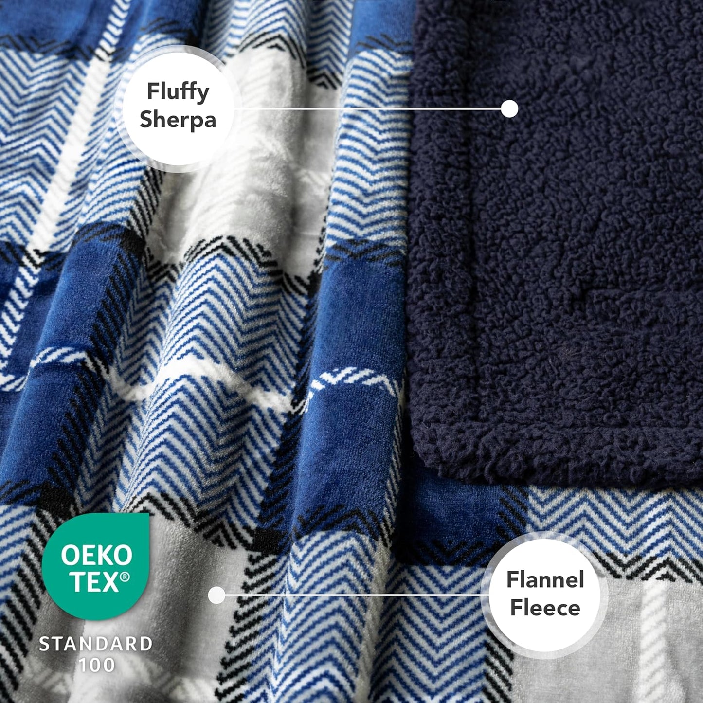 Dog Blanket for Medium Large Dogs, Fleece Throw Plush Reversible Washable, 40X60 Plaid Navy Blue