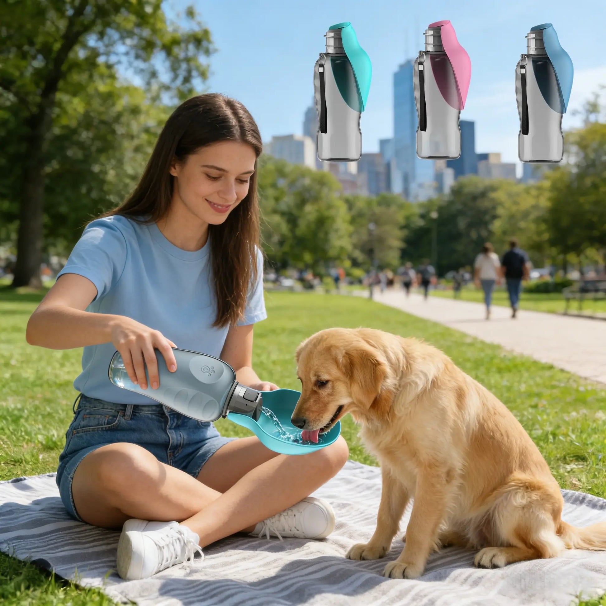 Pet Travel Water Cup, Flip Lid One-Click Release, 800Ml/27Oz Large Capacity