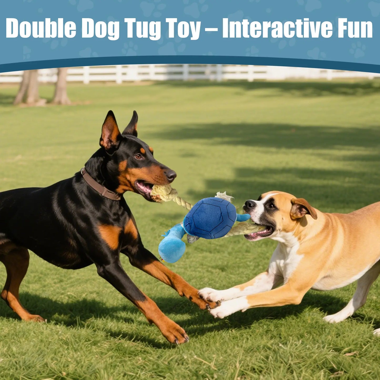 Turtle Squeaky Plush Dog Tug Toy with Rope Limbs  
