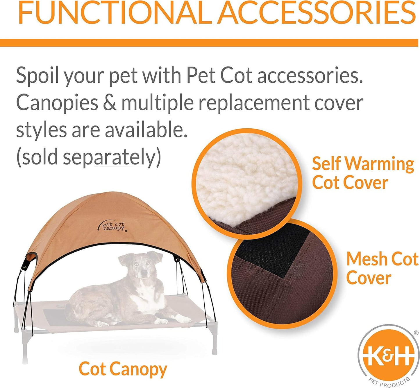 Bolster Pet Elevated Outdoor Dog Bed with Removable Bolsters - Chocolate/Black Mesh, Large 30 X 42 X 7 Inches