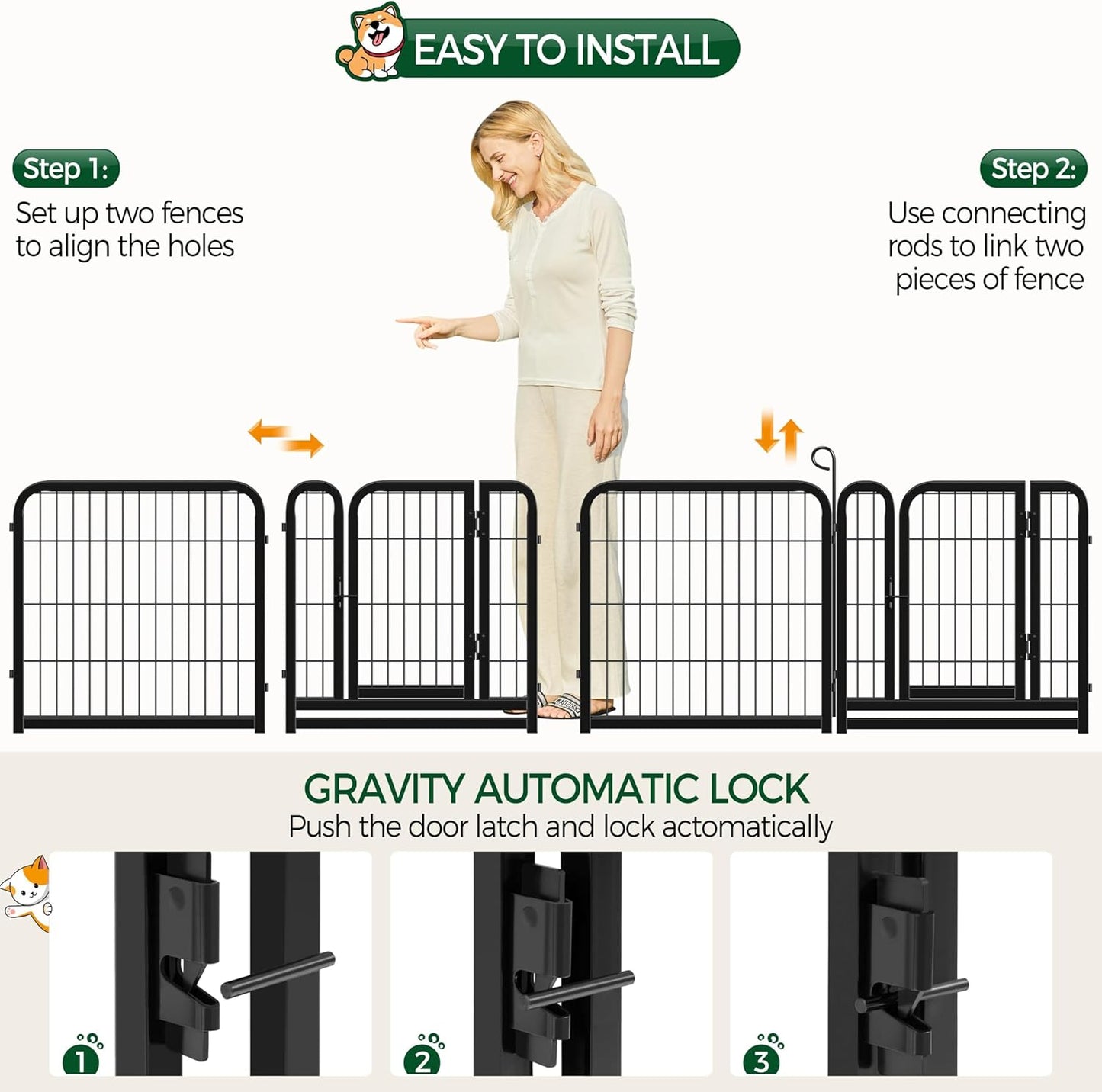 Dog Playpen Outdoor, 24 Inch 16 Panels Heavy Duty Metal Pet Fence
