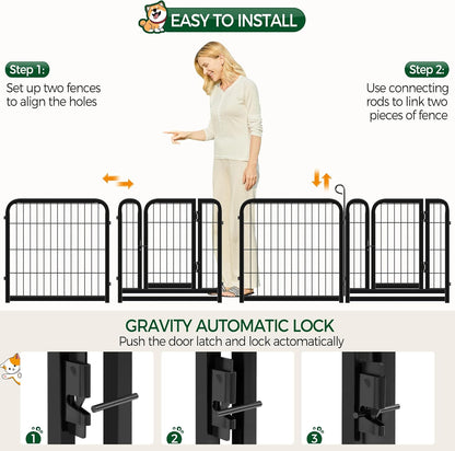 Dog Playpen Outdoor, 24 Inch 16 Panels Heavy Duty Metal Pet Fence