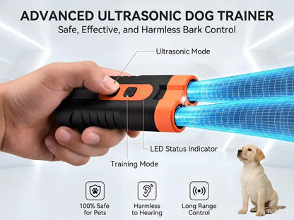 Ultrasonic Dog Barking Deterrent Training Tool - Rechargeable Usb, 50Ft Range, 25Khz Frequency, Flashlight