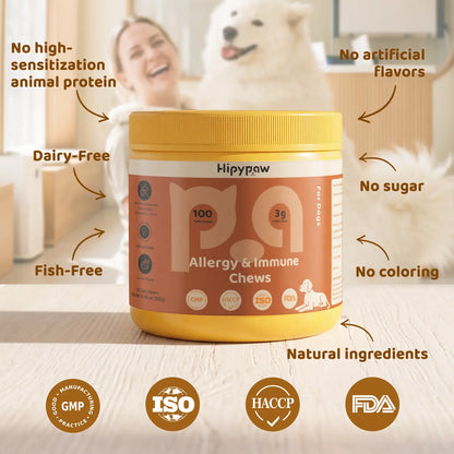 Hipypaw Allergy & Immune Bites for Seasonal Allergies, for Dogs' Gut & Immune Health