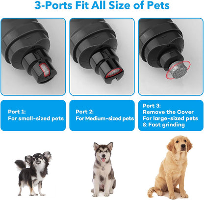 Dog Nail Grinder with 2 LED Light 2-Speed Powerful Electric Pet Nail Trimmer Professional Quiet Painless (Grey)