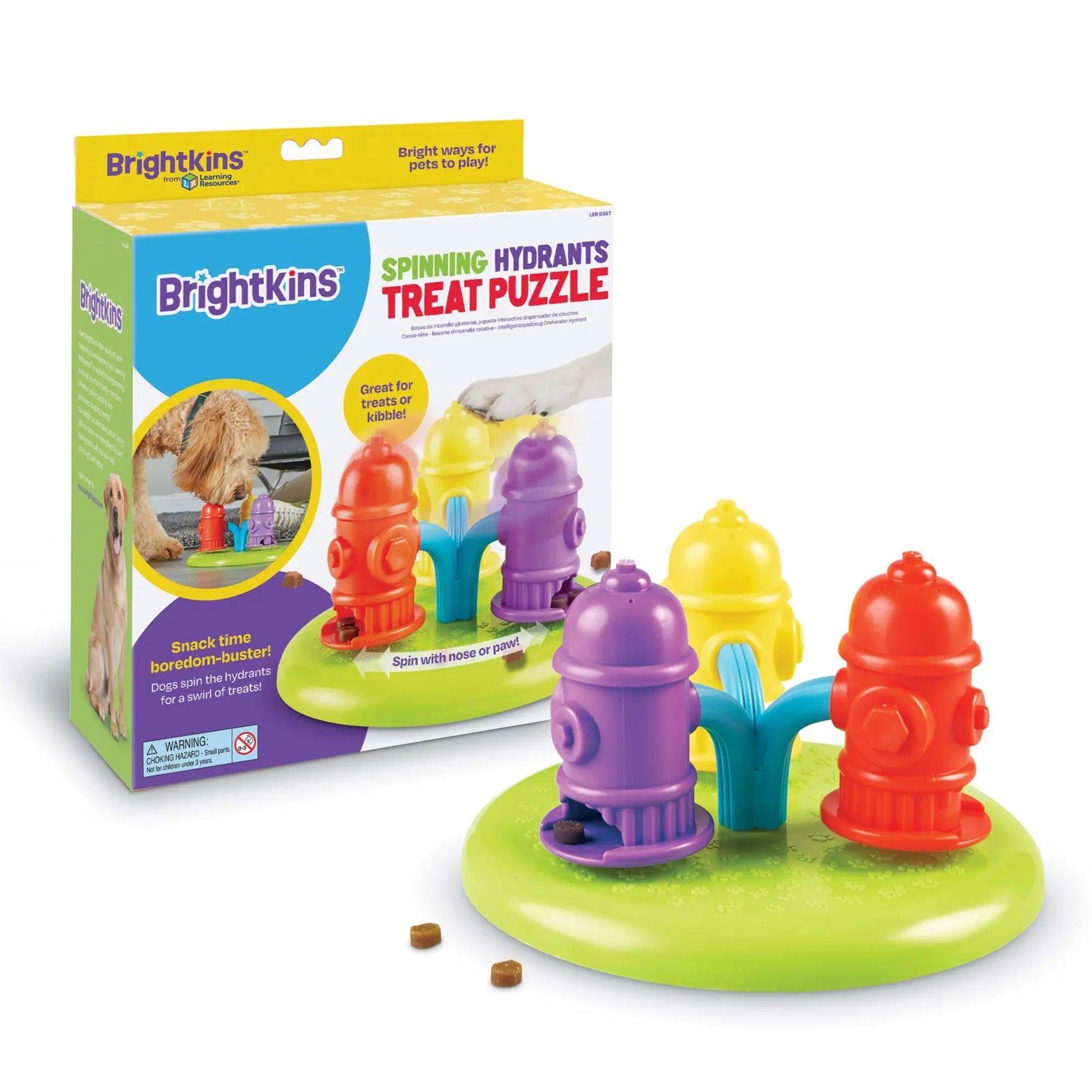 Brightkins Spinning Hydrants Interactive Treat Puzzle Board Dog Toy