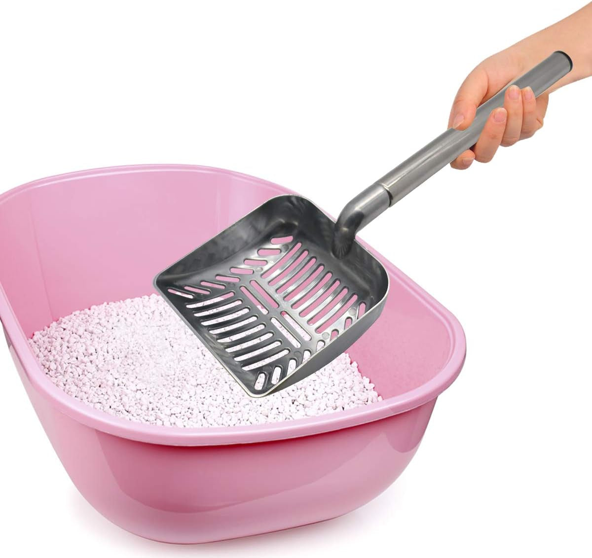Stainless Steel Cat Litter Scoop 23 Inches Telescoping Litter Scoop with Long Handle