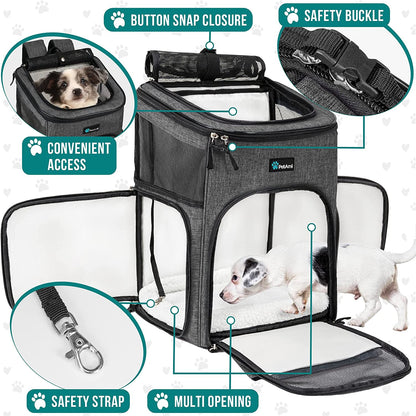 Pet Backpack Carrier, Airline Approved Carrier for Cats, Max 18 Lbs, Charcoal