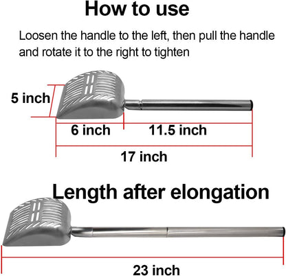 Stainless Steel Cat Litter Scoop 23 Inches Telescoping Litter Scoop with Long Handle