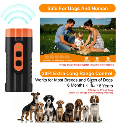 Ultrasonic Dog Barking Deterrent Training Tool - Rechargeable Usb, 50Ft Range, 25Khz Frequency, Flashlight