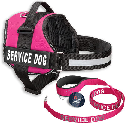 Service Dog Vest with Hook and Loop Straps and Matching Service Dog Leash Set - XL - Harness Features Reflective Patch and Comfortable Mesh Design