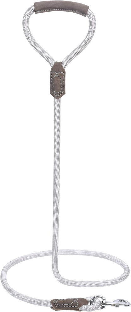 Rope Leash with Leather Handle and Zinc Alloy Strong Clasp- 60 Inch 