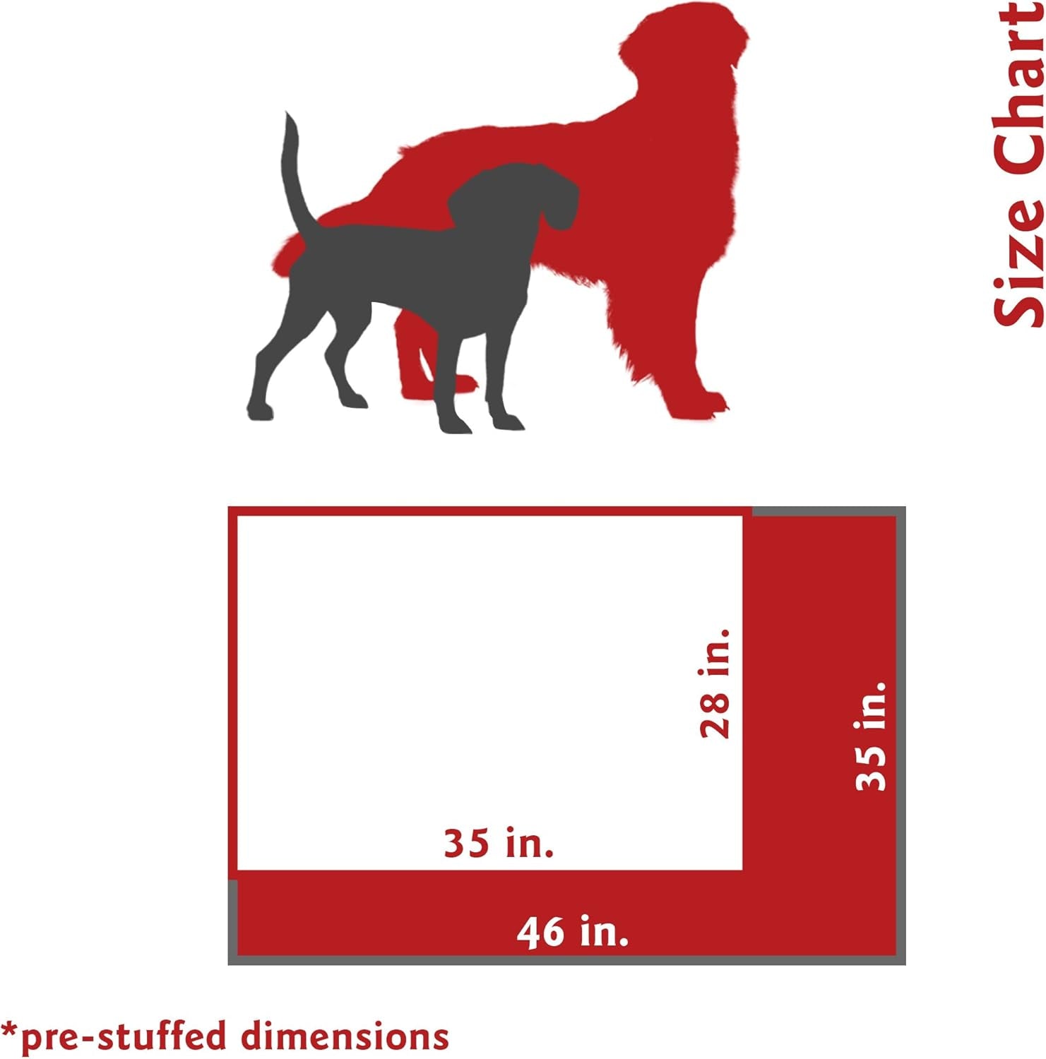 Dog Kennel Bed - Dog Bed Large Breed 46 X 35 Inch – Solid Red