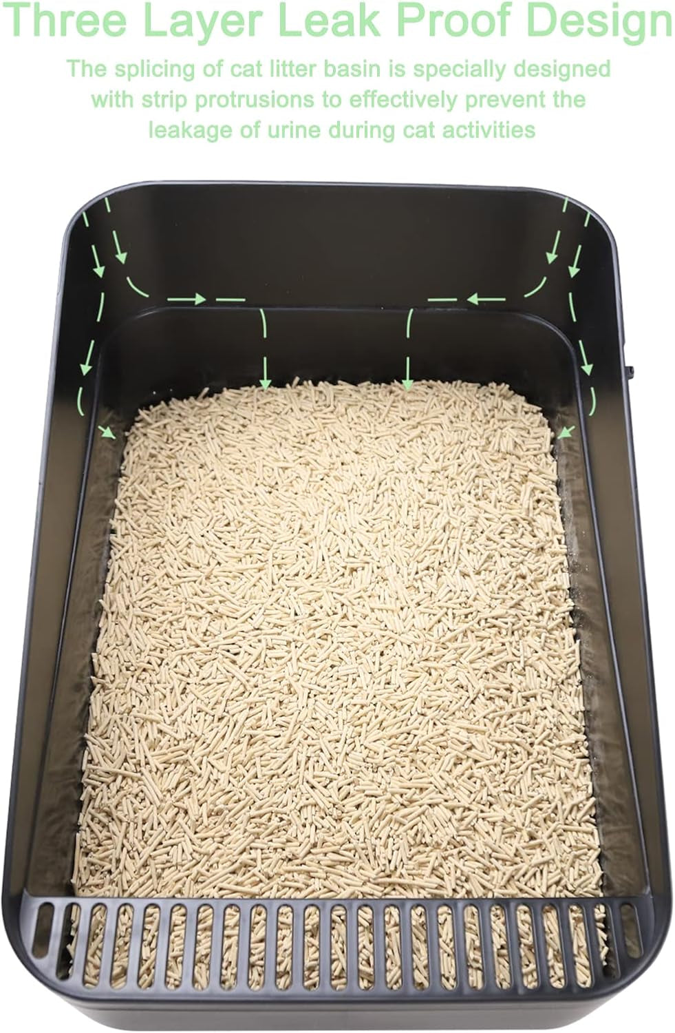 Open Litter Box, High Side Sifting (Black Small)