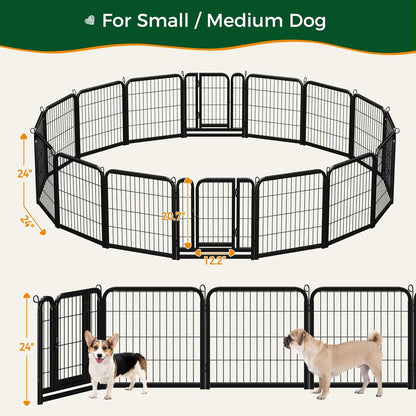 Dog Playpen Outdoor, 24 Inch 16 Panels Heavy Duty Metal Pet Fence