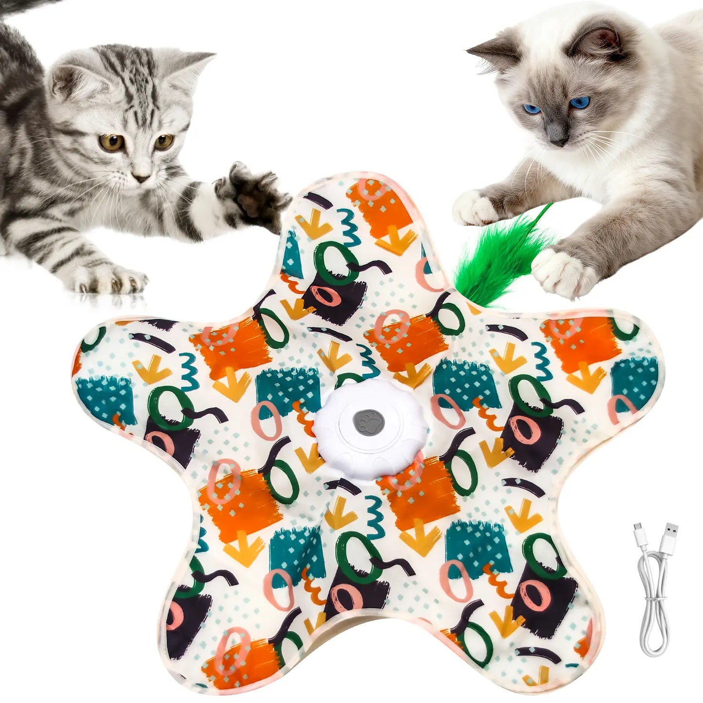Interactive Unpredictable Moving Feather Hunting Cat Toy - Rechargeable 