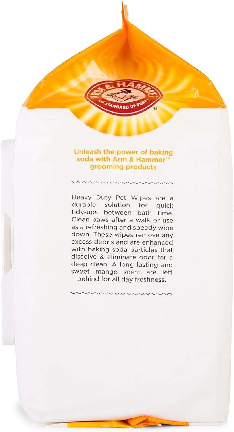 Heavy Duty Dog Wipes - Multipurpose Paw & Butt Cleaners, Deodorizing & Freshening, Mango Scent, 100 Count