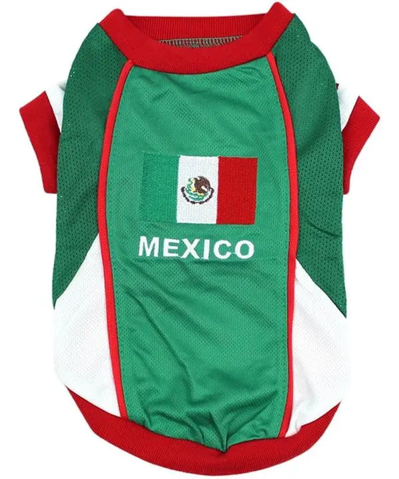 Parisian Pet 'Team Mexico' Dog & Cat T-Shirt – Red, White, Green