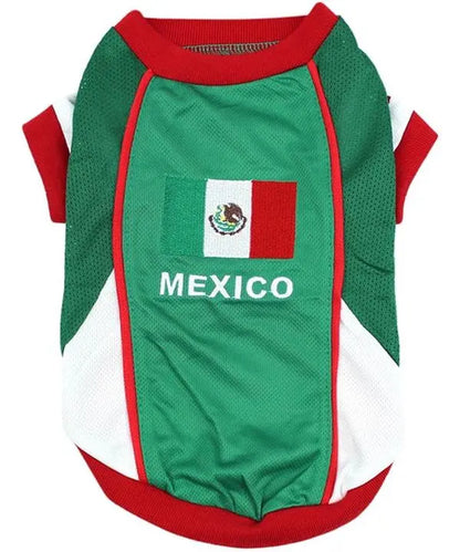 Parisian Pet 'Team Mexico' Dog & Cat T-Shirt – Red, White, Green